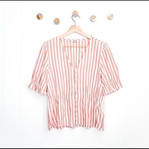 Madewell Striped V-Neck Blouse